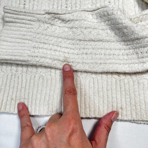 ATM Anthony Thomas Melillo Cable Knit Crew Neck Sweater Pullover Ivory Small - Picture 14 of 16